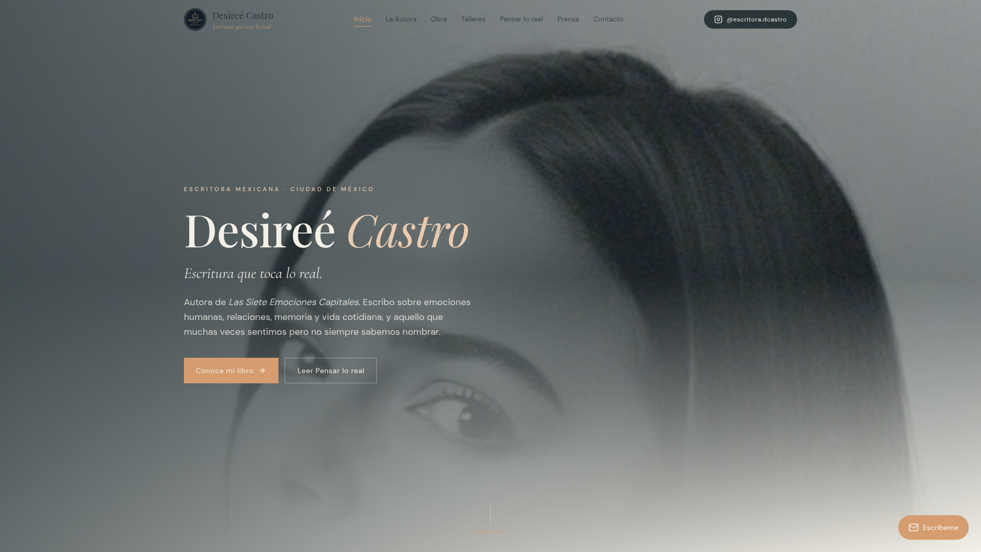 Página de inicio del sitio web de la escritora Desireé Castro